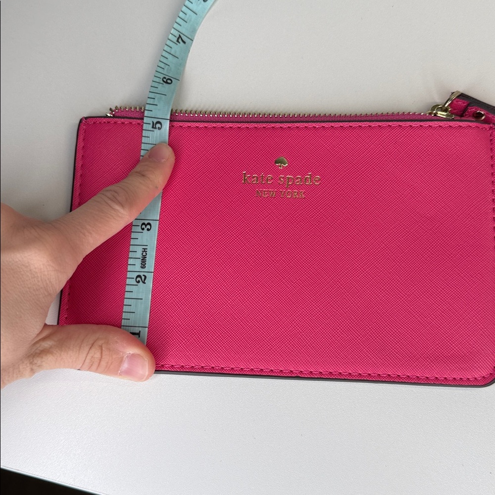 Kate spade hot pink gold crossgrain Leather wristlet wallet large - Picture 9 of 9